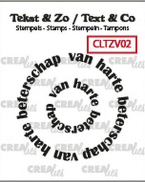 Crealies Clearstamp Tekst & Zo Rond: van harte beterschap (NL) CLTZV02 20+41 mm