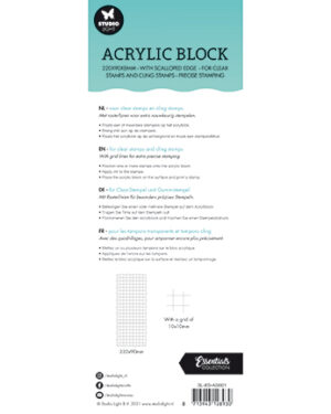 SL-ES-ASB01 – SL Acrylic stamp block for clear and cling stamps with grid Essentials nr.01