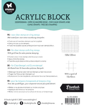 SL-ES-ASB04 – SL Acrylic stamp block for clear and cling stamps with grid Essentials nr.04